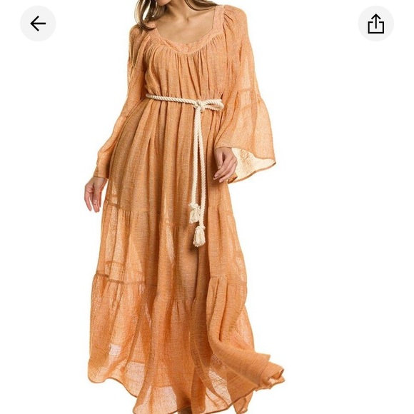 Lisa Marie Fernandez Tiered Peach Linen Maxi Dress NWT - Picture 1 of 3